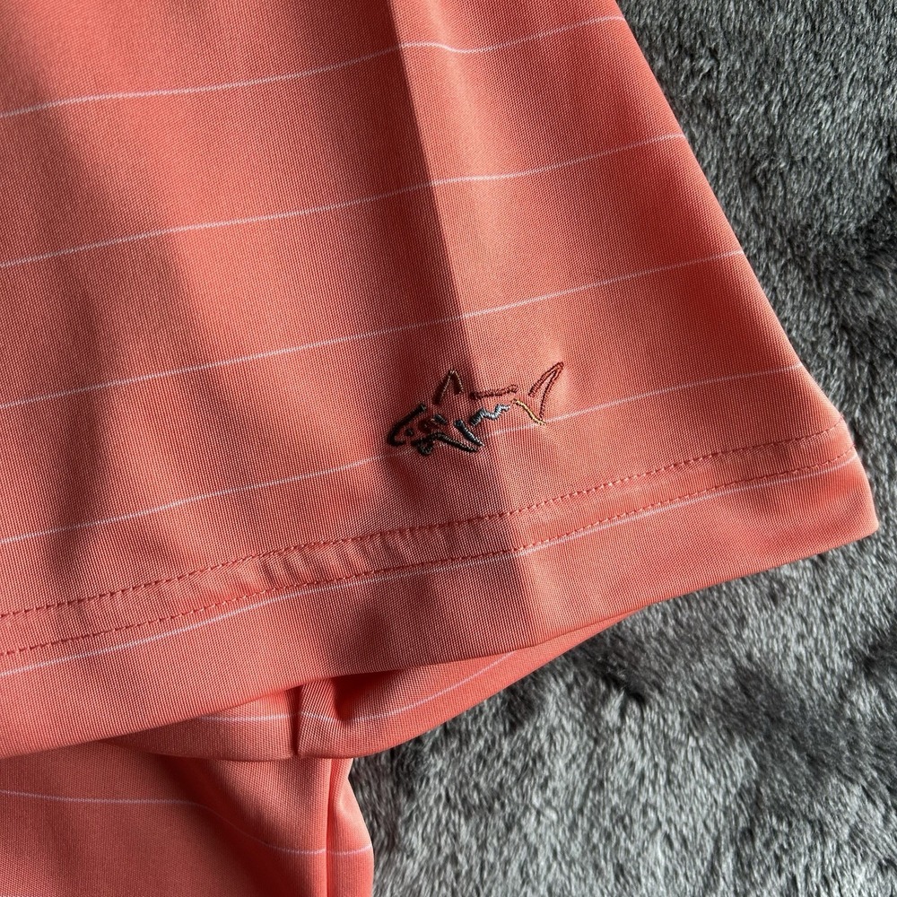 Greg Norman ML75 Polo Shirt Mens XL Orange Stripe Play Dry Golf Shark Wicking - Picture 3 of 8